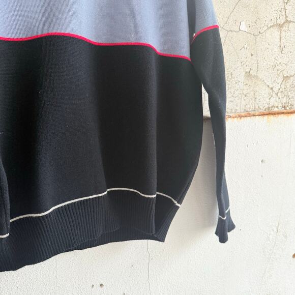 Y2K Colorblock Sweater Neutral Crewneck Classic Preppy Knit Pullover Mens L - Picture 2 of 9